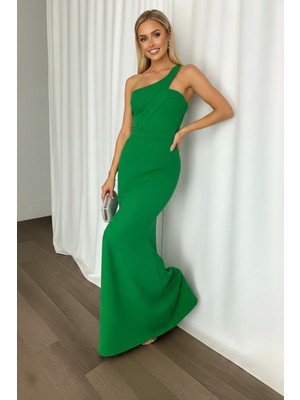 Ang Butik Kadın Scuba Yapılı Çapraz Yaka Abiye