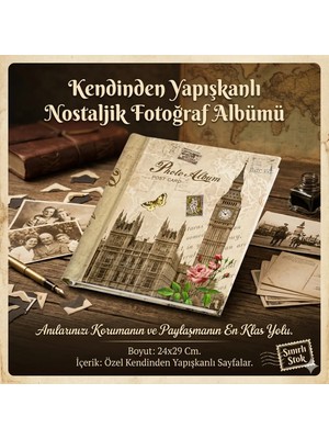 Best Hediye Kendinden Yapışkanlı Nostaljik Fotoğraf Albüm 24 x 29  cm