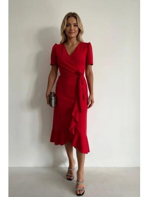 Ang Butik Kadın Günlük Stil Kruvaze Elbise