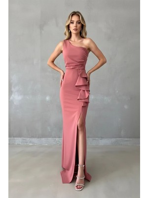 Ang Butik Kadın Volanlı Davet Tipi Abiye Elbise