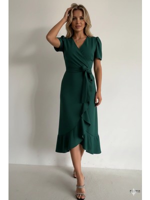 Ang Butik Kadın Günlük Stil Kruvaze Elbise