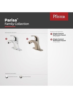 Canarino Parisa Banyo Lavabo Bataryası, Tek Kontrol, 1 Saplı, Tek Delikli, Parlak Krom Kaplama, LF042PRCC