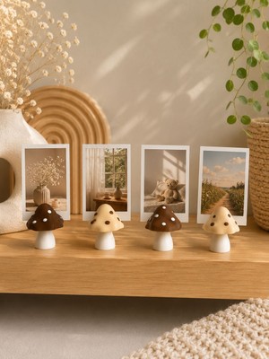 Msv Studio 3d Mantar Temalı Fotoğraf Tutucu 4’lü Set | Dekoratif Polaroid Stand & Masa Süsü