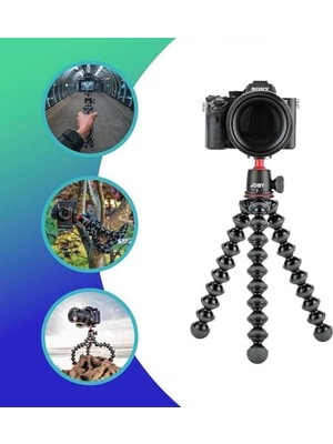 Canarino Gorillapod 3k Kit Esnek ve Hafif (, Csc ve Aynasız Kameralar Için Küre Başlıklı, 3 Kg'a Kadar Taşıma Kapasitesi), Italya'da Üretilmiştir, JB91507-BWW, Siyah