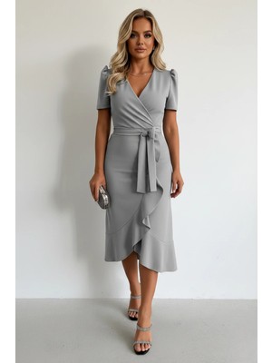 Ang Butik Kadın Günlük Stil Kruvaze Elbise