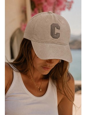 Külah Club Letter Series - C Harf Nakışlı Şapka | Sand