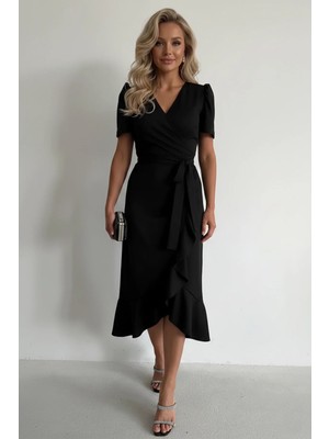 Ang Butik Kadın Günlük Stil Kruvaze Elbise