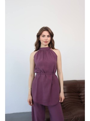 Balmior Kadın Halter Yaka Beli Kuşak Detaylı Ikili Takım