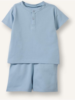 DeFacto %100 Pamuk 2'li Mavi Pijama Takımı Erkek Bebek H6835A526HS
