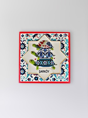 Mundy Şarköy Temalı Polyester Kabartmalı Kaplumbağa Desen Magnet  7 x 7 cm – Dekoratif Hediyelik Buzdolabı Süsü  (KOD:1191)