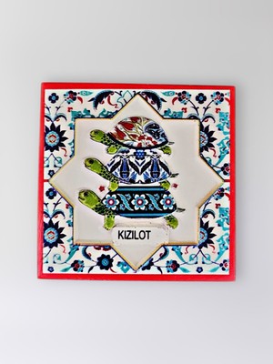 Mundy Kızılot Temalı Polyester Kabartmalı Kaplumbağa Desen Magnet  7 x 7 cm – Dekoratif Hediyelik Buzdolabı Süsü  (KOD:1194)