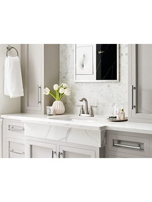 Canarino 84971SRN Halle Iki Saplı Banyo Lavabo Bataryası Tahliye Meclisi, Spot Dirençli Fırçalanmış Nikel