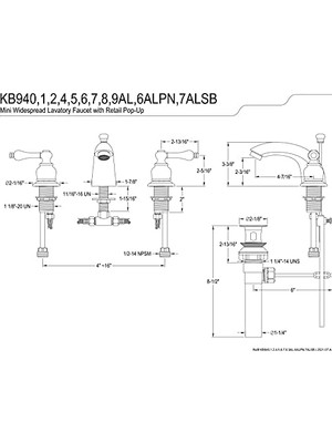 Canarino KB946ALPN Viktorya Mini Yaygın Banyo Musluğu, Cilalı Nikel