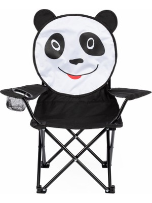 Uniqamp ® Coco™ Panda Temalı Katlanır Çocuk Kamp Sandalyesi Siyah - Beyaz Renkli Fonksiyonel Tasarım