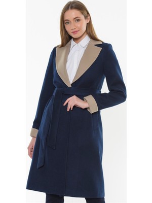 Dewberry Z6510 Kadın Palto Lacivert Polyester Malzeme ile Şık Tasarım S Beden