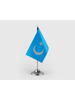 Punto Dizayn Doğu Türkistan Tekli Saten Masa Bayrağı Seti
