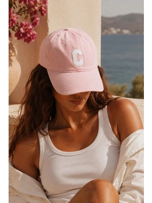 Külah Club Letter Series - C Harf Nakışlı Şapka | Blush