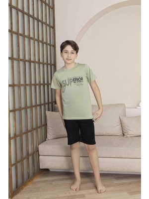 Ay Kids Erkek Çocuk Baskılı Şortlu Pijama Takımı – Yazlık Rahat 4008-Y