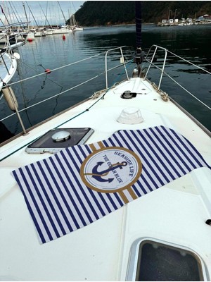 Miami Beach Unisex  Marin Çapa Desenli Çizgili  Plaj Havlusu 70X150 0107-