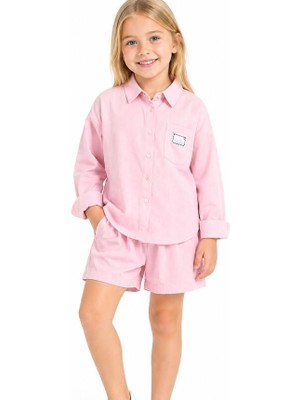 Ay Kids Kız Çocuk Pembe Gömlek Şort Takım – Yazlık Şık ve Rahat Ikili Takım 20251-