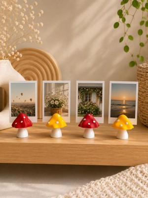 Msv Studio 3d Mantar Temalı Fotoğraf Tutucu 4’lü Set | Dekoratif Polaroid Stand & Masa Süsü