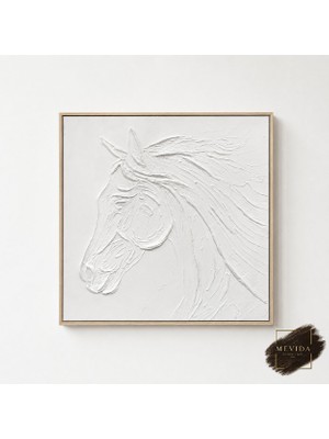 Özgürlüğün Silueti | Dokulu At Figürlü Mdf Tablo 80X80 cm