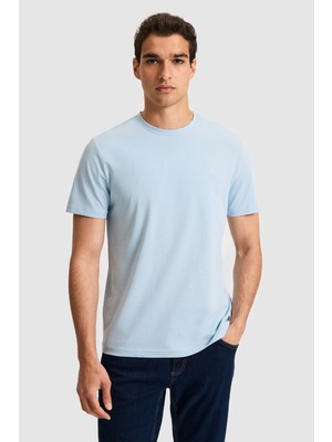 U.S. Polo Assn. Erkek Regular Fit Bisiklet Yaka Açık Mavi Basic Tişört 50326953-VR003