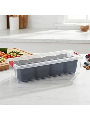 Canarino 1 Adet Büyük Boy Buzdolabı Içi Düzenleyici Organizer - Geniş ve Kulplu Şeffaf Saklama Kutusu - Mutfak, Kiler ve Dolap Için (33 x 13 x 8 Cm)