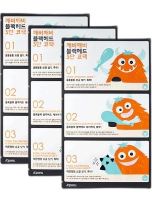 Canarino A'pıeu Siyah Noktalar Için 3 Aşamalı Burun Bandı Goblin Blackhead 3 Nose Pack