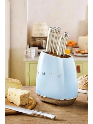 Smeg 50's Style KBSF02 Pastel Mavi Standlı Bıçak Seti