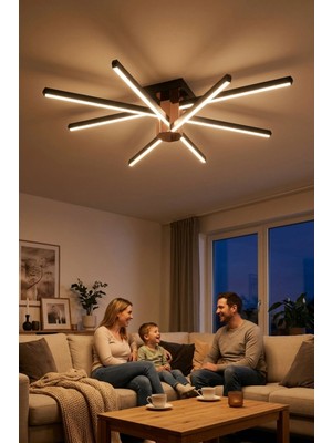 Enzo Light Nova 8 Rose Gold  LED Tavan Avize – Kumandalı Dim Edilebilir – Aşağı Işık