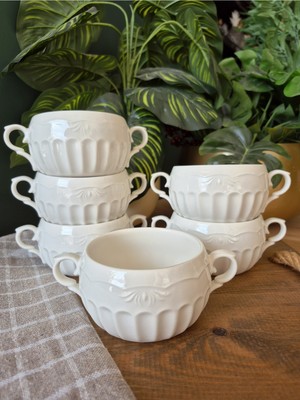UltraMint Beyaz 6'lı Kase Seti 16CM 350ML, Fırına Uygun, Şık ve Dayanıklı