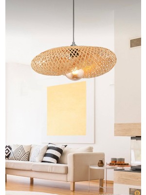 Burenze Tasarım Bamboo Avize Hasır Avize Modern Nordic 1.sınıf Kalite 400MM Çap Ferahlık Katar
