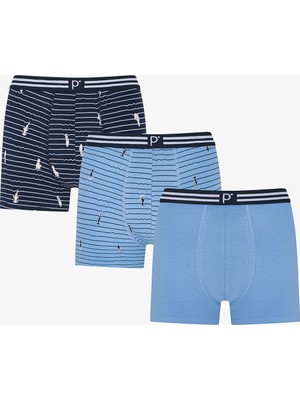 Penti Erkek Renkli Wild Sea Çoklu Boxer L Beden 3 Adet Günlük İç Giyim İçin Rahat Seçim