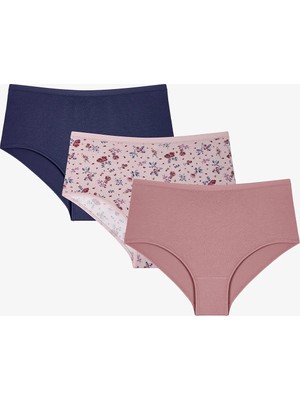Penti Renkli Nostalgia 3'lü Pamuklu Yüksek Bel Slip Külot
