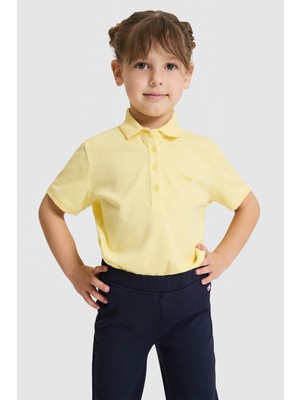 U.S. Polo Assn. Kız Çocuk Polo Yaka Açık Sarı Basic Tişört 50328218-VR004