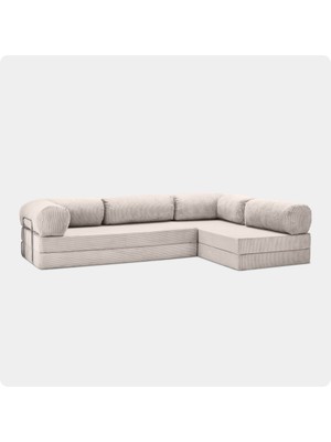 Nestime® 300X200 cm Açık Köşe Modüler Sünger Koltuk Takımı Yatak Olabilen • Fitilli Kadife • Çıkarılabilir & Yıkanabilir Kılıf
