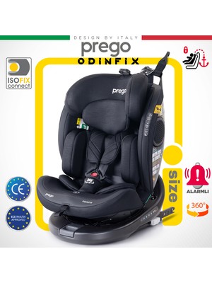 Prego Odinfix Alarmlı 360 Derece Dönebilen -0-36 kg -I-Size Belgeli - Top Tetherlı Oto Koltuğu