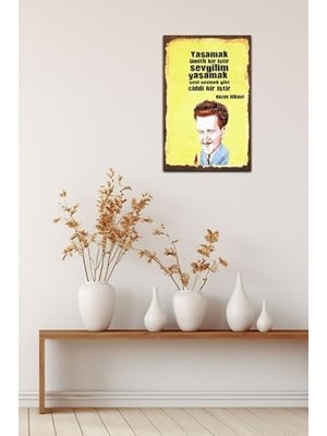 Canarino Kuşe Kağıt Duvar Posteri Yaşamak Ümitli Bir Iştir Nazım Hikmet Retro DRTR0019