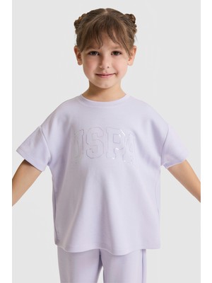 U.S. Polo Assn. Kız Çocuk Bisiklet Yaka Lila Tişört 50325722-VR034