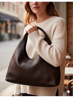 Madame Minimalist | Deri Görünümlü | Hobo Omuz Çantası