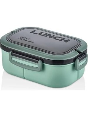Canarino Beslenme Kutusu 1200 ml 2 Katlı 6 Bölmeli Bpa'sız Pp Plastik Sefer Tası ve Beslenme Çantası - Lunch Box, Çatal Kaşık ve Bıçak Dahil Okul Beslenme (Yeşil)