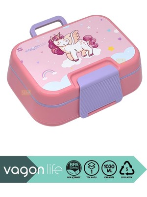 Canarino Bento 1030ML Lunchbox Tek Katlı 3 Bölmeli Pp Plastik Sefer Tası Yemek Kutusu (Pembe)