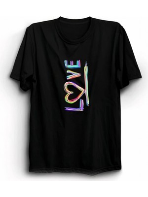 Marsilyan- Sevgililer Günü Için Özel Tasarım Love Baskılı T-Shirt - Siyah