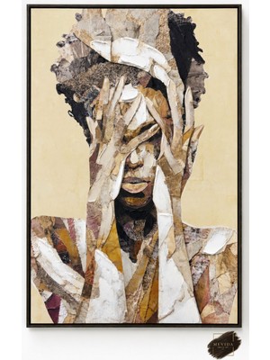 Zarif Katmanlar | Modern Soyut Kadın Portresi Mdf Dokulu Tablo 80X120 cm