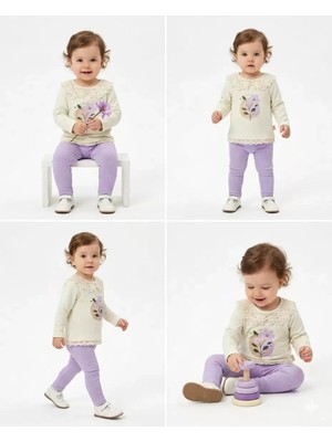 6/24 Ay Dantel Yakalı Penye Bebek Takımı Mariposa Secret