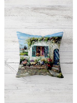 Canarino Pelangi Yaz Temalı Çiçekli Çift Tarafı Baskılı Gizli Fermuarlı Yastık Kılıfı Kırlent Koltuk Yastık Kılıfı, Mavi-Mor-Yeşil 45 x 45, 2469195245451