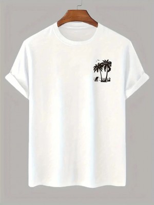 Marsilyan- Baskılı Oversize Bisiklet Yaka T-Shirt - Beyaz