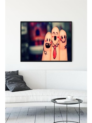 Canarino (PSTER12809) Neşeli Parmaklar Eğlenceli Mizahi Çerçeveli Tablo (21X30CM)