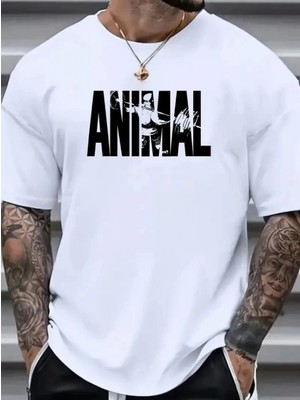 Marsilyan- Baskılı Oversize Bisiklet Yaka T-Shirt - Beyaz